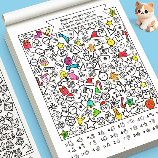 Children's Picture-finding Coloring Book 32-Page Hidden Object Peaceful Pleasures Health and Wellness 1Pc