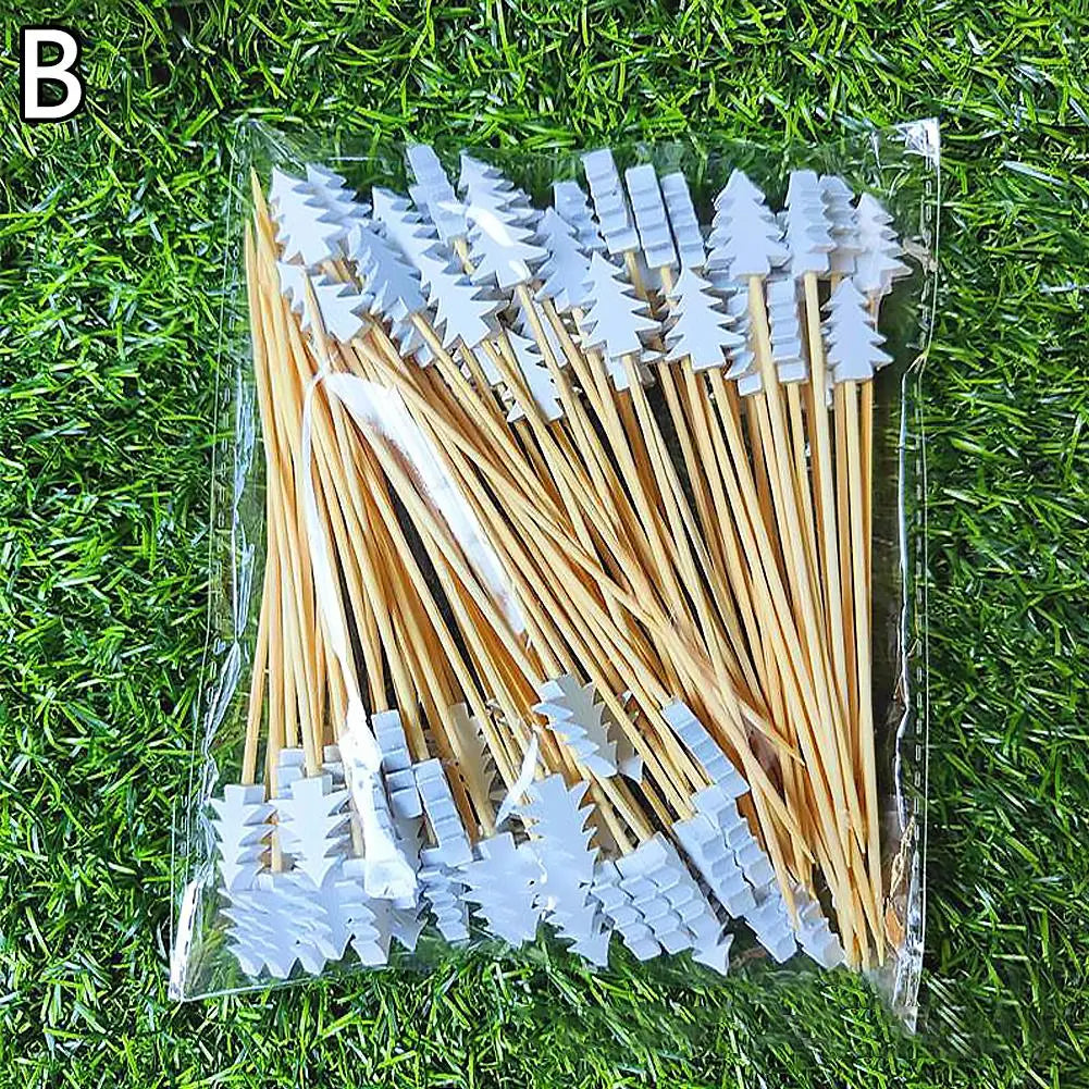 Christmas Bamboo Cocktail Picks 50/100pcs | Festive Food Sticks Holiday Food Picks Peaceful Pleasures Health and Wellness 02 50pcs