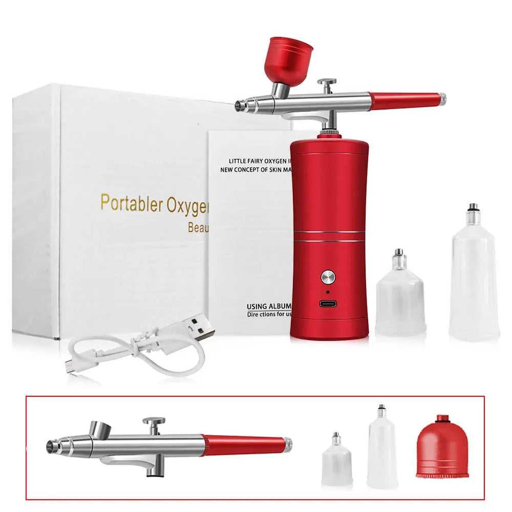 Airbrush Nail With Compressor Portable Air brush Nails Compressor For Nail Art Paint Painting Crafts Airbrush Compressor Kit Peaceful Pleasures Health and Wellness Red Kit