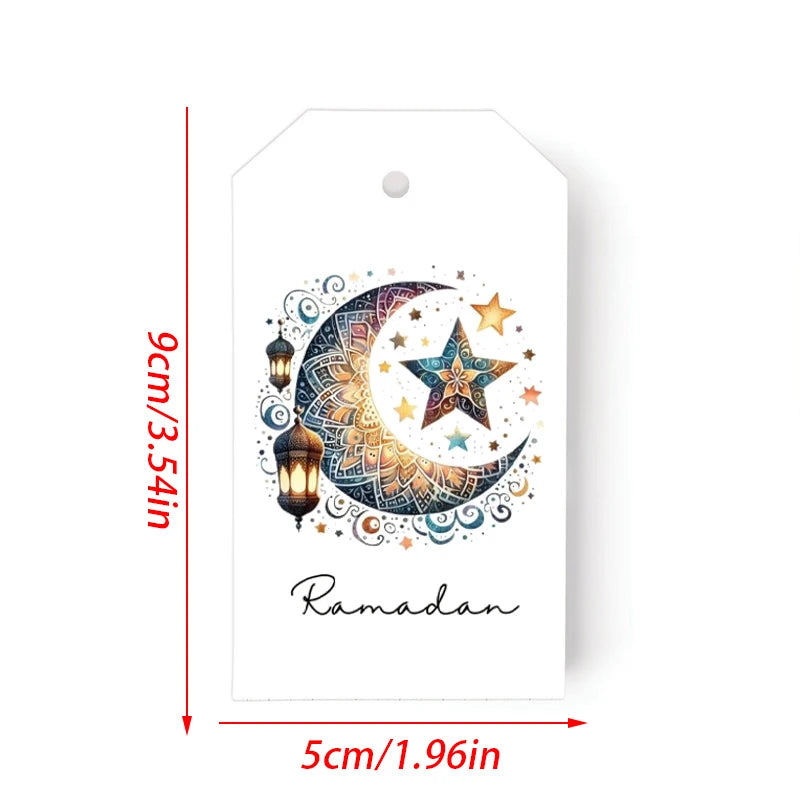 Ramadan Eid Hangtags Moon Mosque Diamond Gift Tags – 10 Pcs Celebration Gift Tags Peaceful Pleasures Health and Wellness B 10pcs 9x5cm