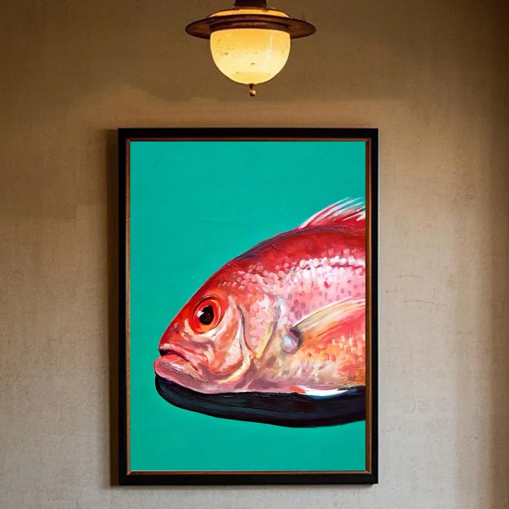 Colorful Sardines & Lobsters Canvas Wall Art | Ocean Fish Print