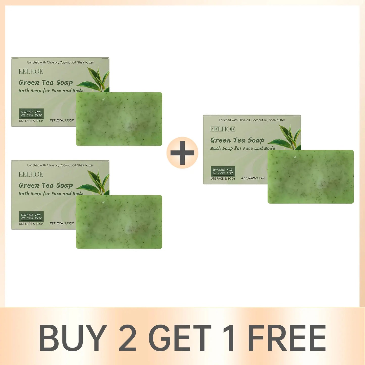 EELHOE Green Tea Bar Soap – Oil Control, Deep Cleanse & Anti-Acne