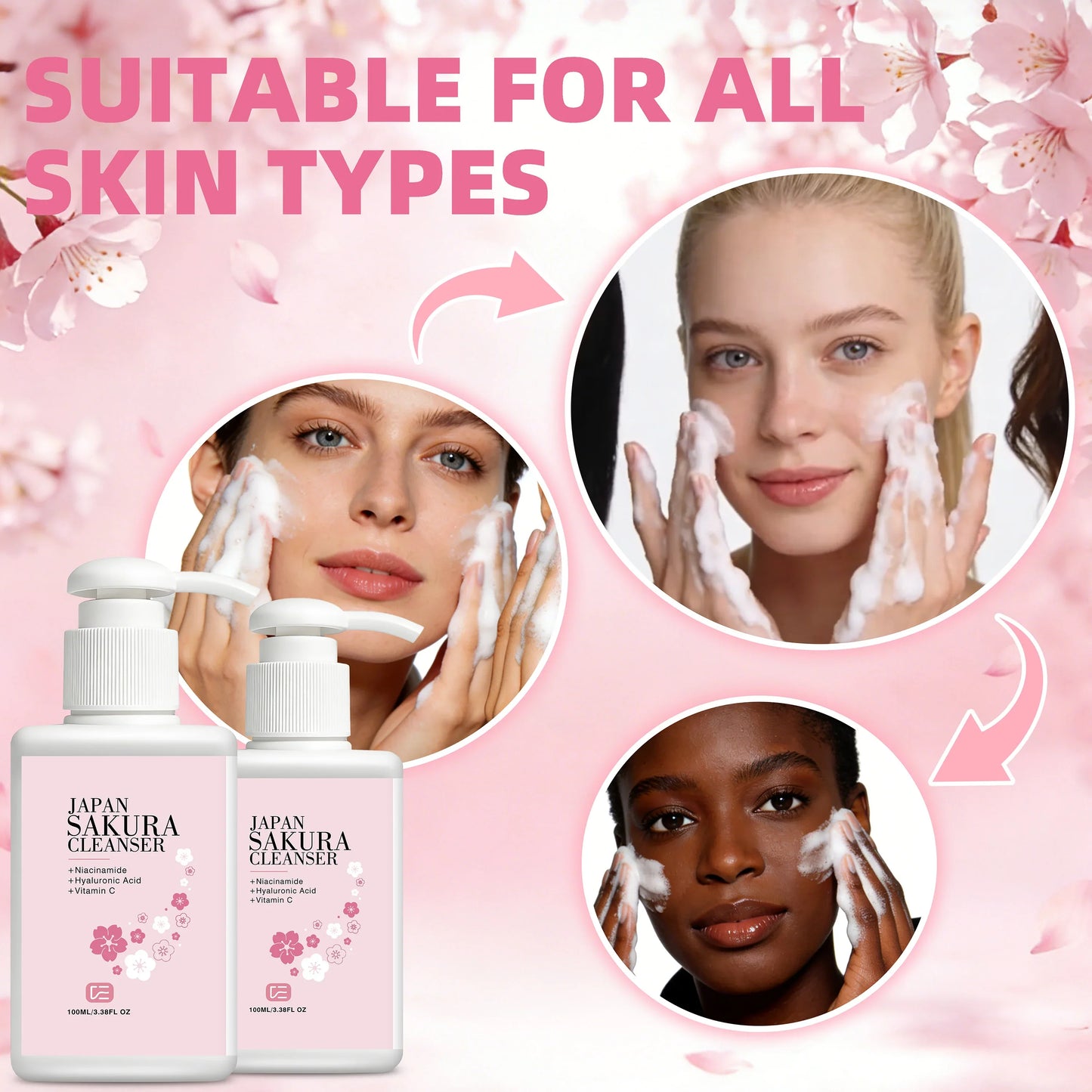 veérenae Japan Sakura Facial Cleanser 2pc – All Skin Types
