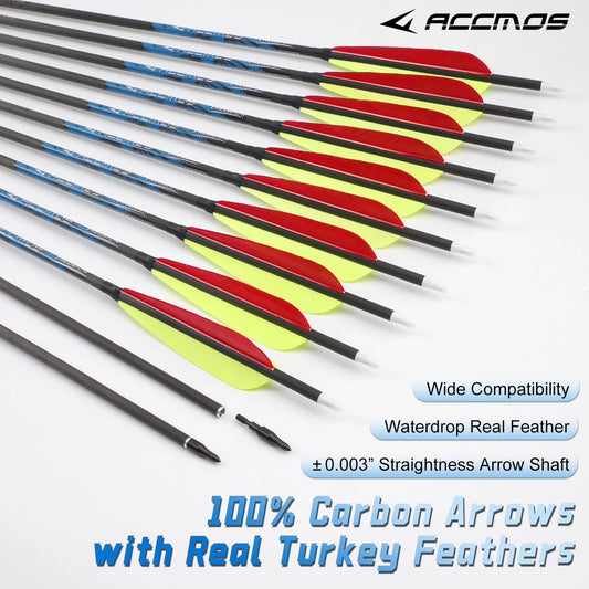 ACCMOS ID6 Carbon Arrow Spine 250-800 Outdoor Practice Field Recurve Peaceful Pleasures Health and Wellness sp250-12pcs