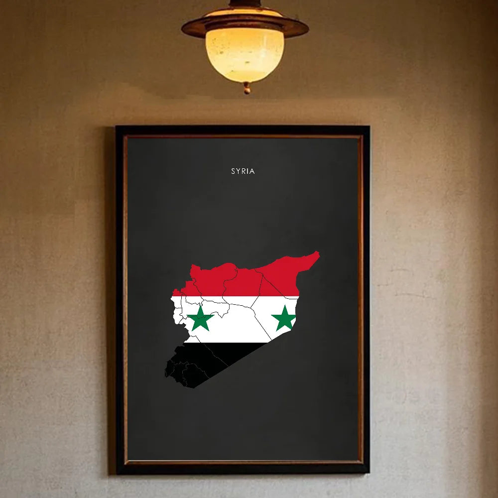 Syrian Revolution Flag HD Wall Poster – Waterproof PVC Decor Wall Art Poster Peaceful Pleasures Health and Wellness z11 40X50cmNoframe