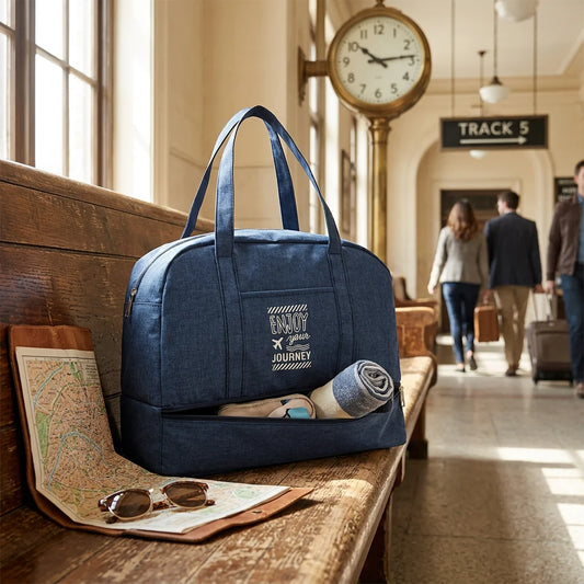 Men's Travel Bag Waterproof Oxford Cloth Large Capacity Double Layer Design for Business and Travel Peaceful Pleasures Health and Wellness