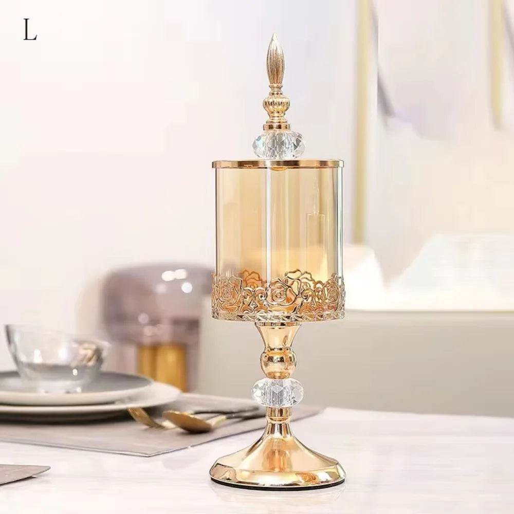 European Crystal Glass Candy Jar | Gold-Plated Lid Home Decor