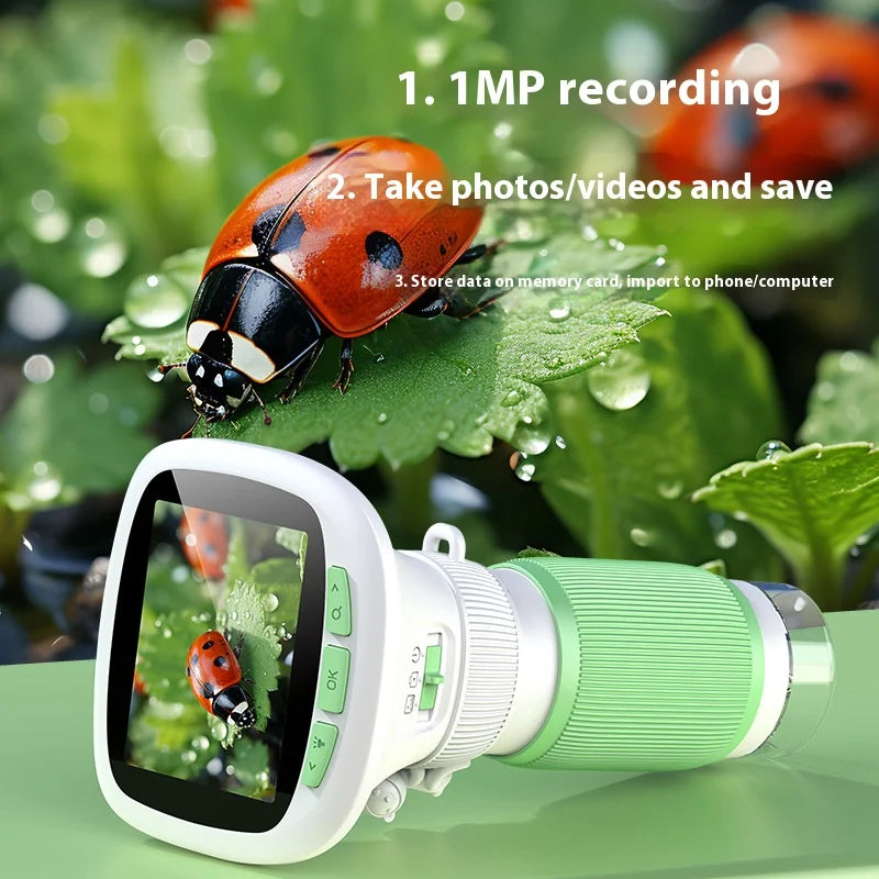 Handheld Microscope with 2.4-Inch High-Definition Screen, Rotating Focus, High Magnification Photography, Scientific Instrument Peaceful Pleasures Health and Wellness