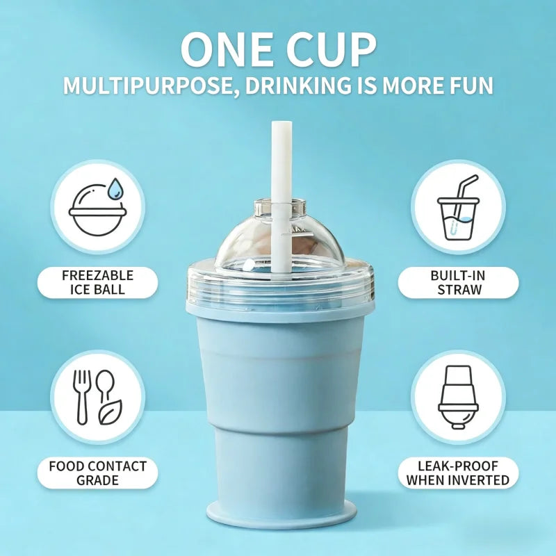 Foldable Silicone Ice Ball Maker Cup – BPA-Free Travel Mug