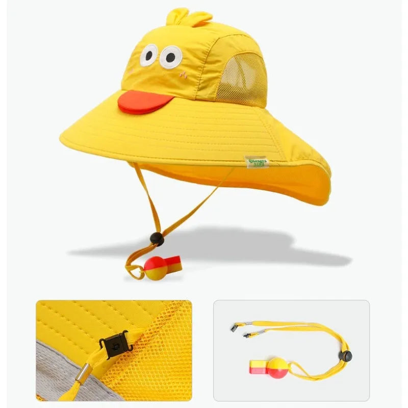 Kids UPF 50+ Sun Hat Wide Brim Neck Flap | Beach Summer Cap