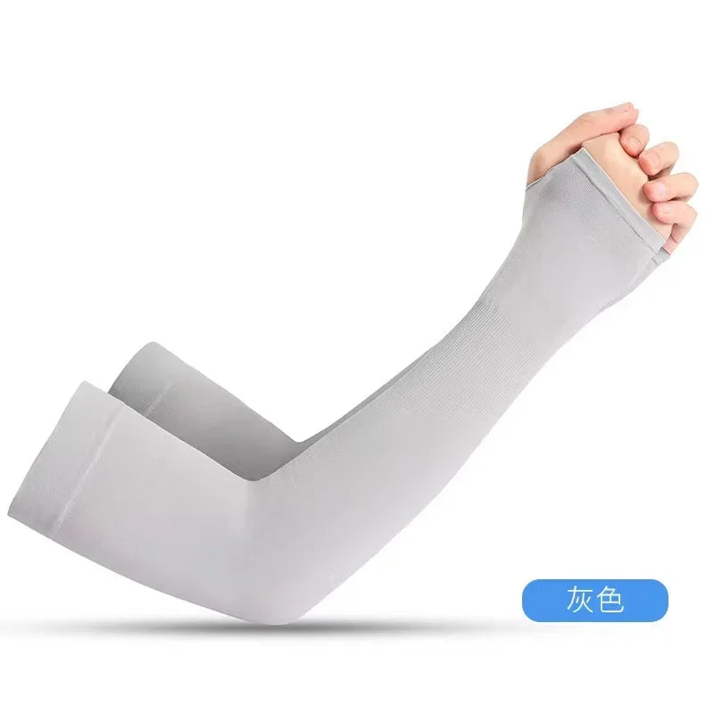 1 Pair Ice Silk Sun Protection Arm Covers Unisex Elbow Cover Outdoor Cycling Running Fishing Driving Cool Anti-UV Arm Sleeves Peaceful Pleasures Health and Wellness 1Pair-Grey 40CM