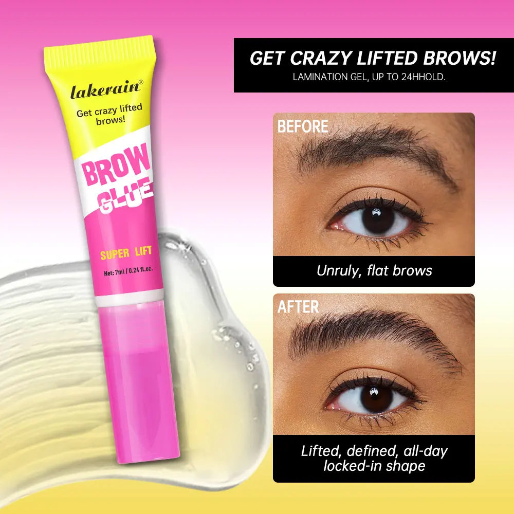 Super Lift Brow Glue Lamination Gel Crazy Lift Brow Long-lasting Strong Hold & Built-In Styling Comb Clear Eyebrow Gel Cosmetics Peaceful Pleasures Health and Wellness