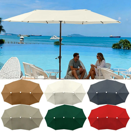 Replacement Patio Umbrella Canopy 12 Ribs 8.86ft Waterproof UPF30 Triple Parasol Top Cover Umbrella Fabric Replacement For Peaceful Pleasures Health and Wellness