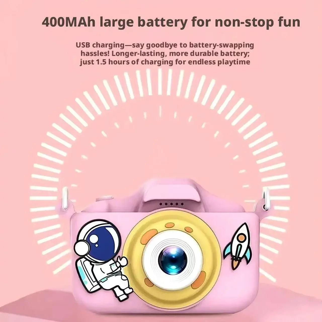 Astronaut Kids Digital Camera 1080P HD Children Mini Toy Camera with Lanyard Dual Lens Video Recorder for Outdoor Photography Peaceful Pleasures Health and Wellness