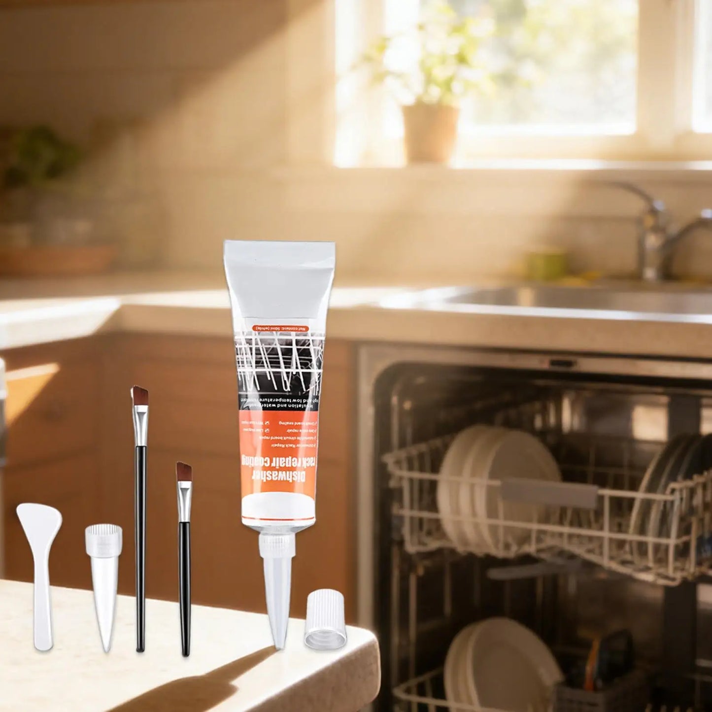 Dishwasher Rack Repair Kit – 50ml Coating Gel + 2 Brushes