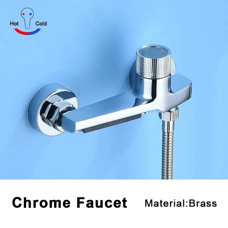 Gray Waterfall Bathtub Faucet & Hand Shower | Brass Wall Mount