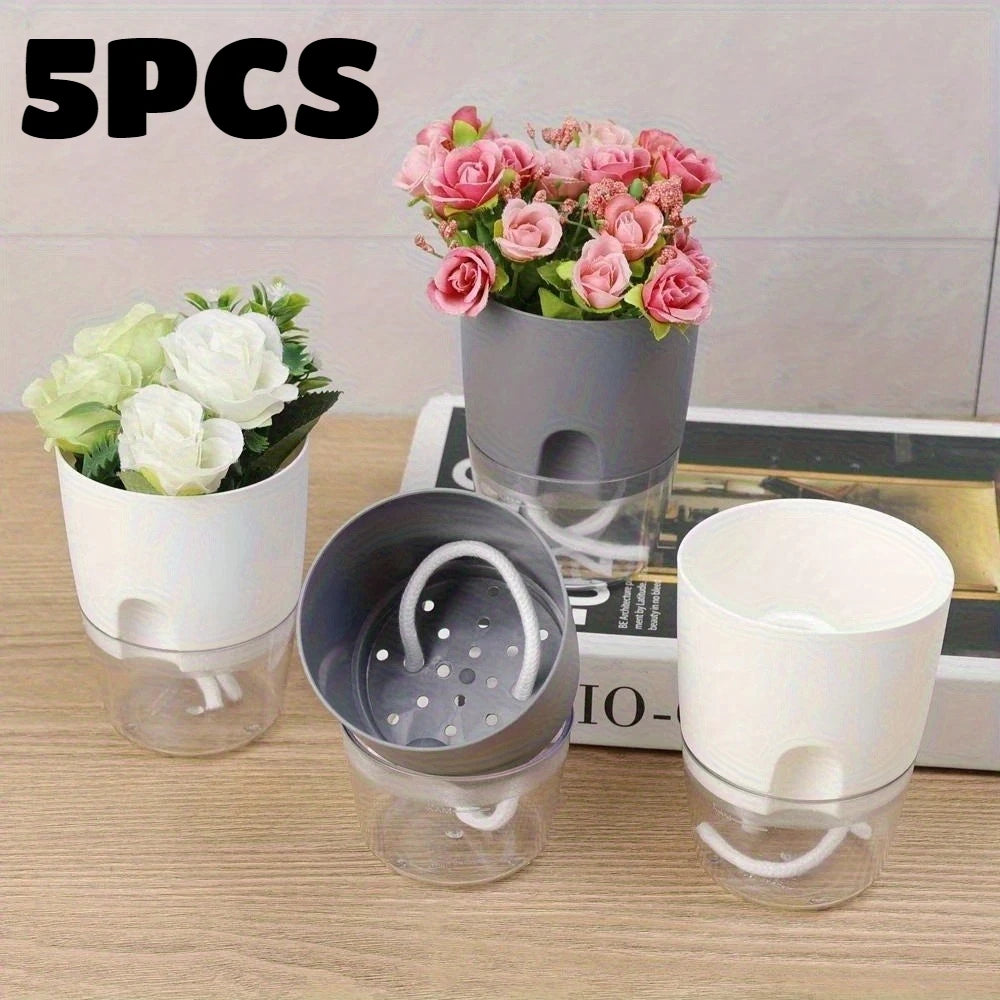 5-Pack Self-Watering Hydroponic Pots | Double Layer Design