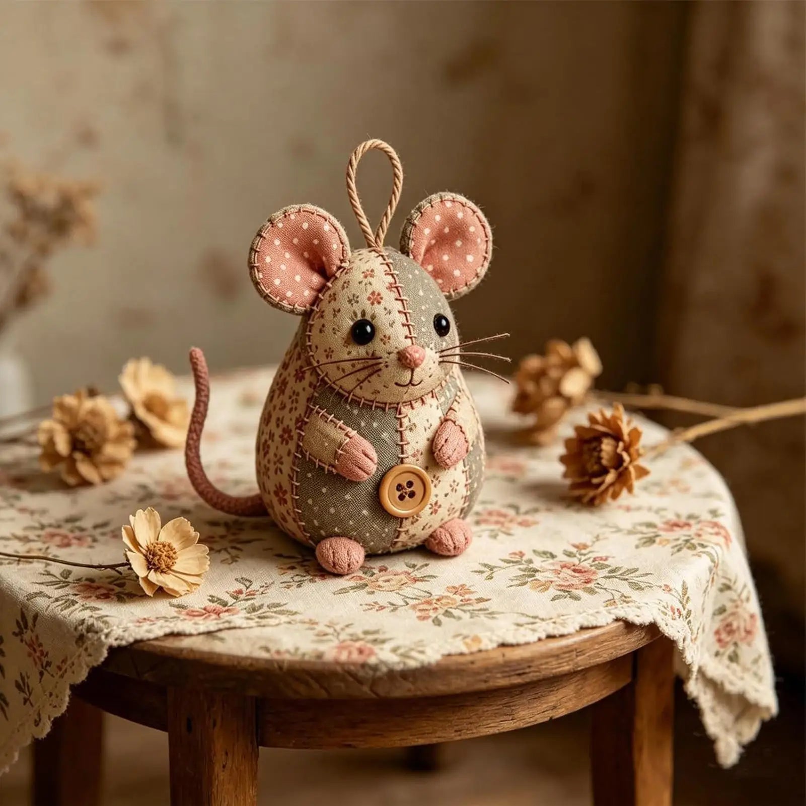 Patchwork Mouse DIY Sewing Kit | Floral Fabric Craft Set DIY Sewing Craft Kit Peaceful Pleasures Health and Wellness