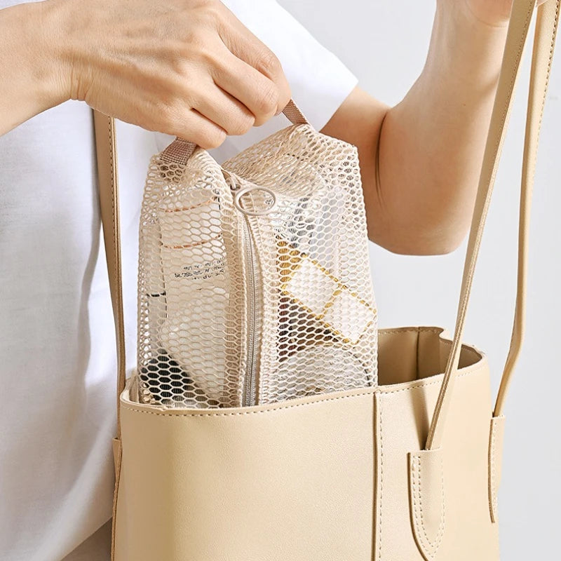 Mesh Travel Toiletry Bag – TSA Carry-On Clear Cosmetic Organizer