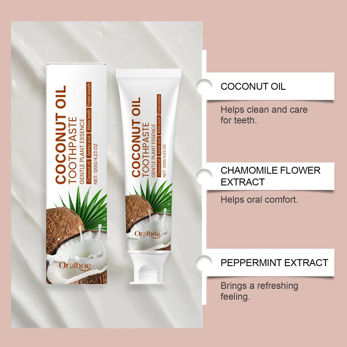 Oralhoe Coconut Oil Toothpaste – Whitening & Gum Care 120g