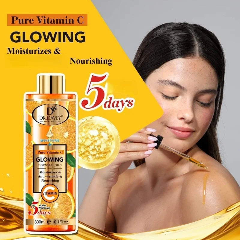 300ml Dr. Davey Vitamin C Skin Care Oil Moisturizes and Nourishes Skin Large Capacity Full Body Essential Oil Peaceful Pleasures Health and Wellness