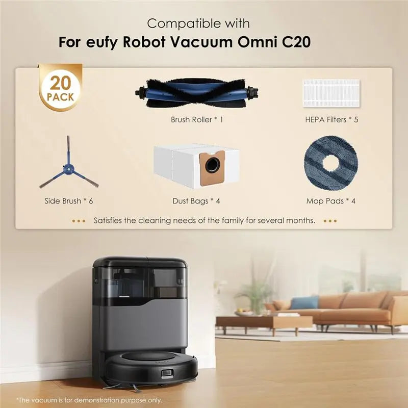 A36T-Replacement Parts For Eufy Vacuum Omni C20 Main Side Brush Hepa Filter Mop Cloth Dust Bags Accesories Kit Peaceful Pleasures Health and Wellness