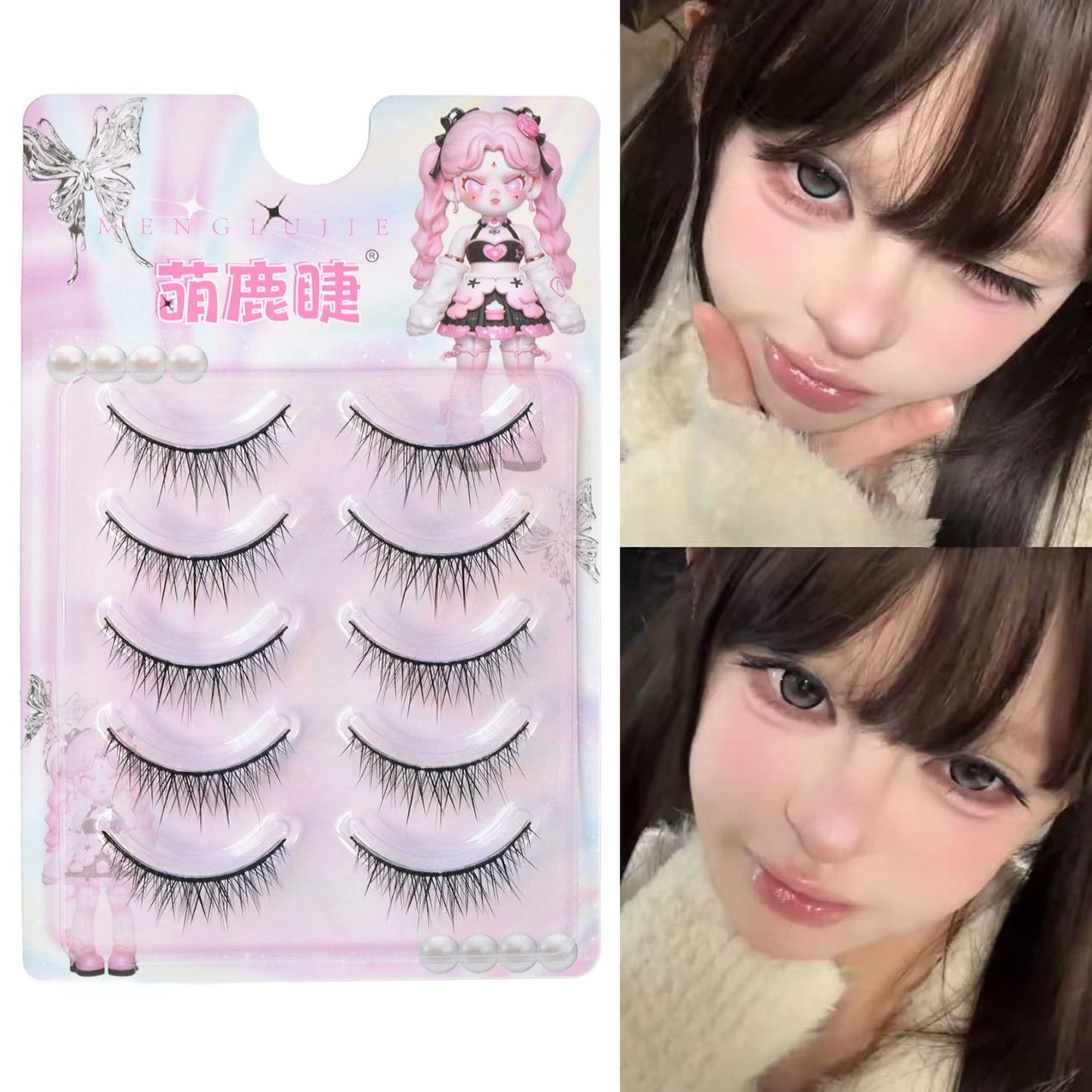5 Pairs Cosplay False Eyelashes Wispy Eyelash Extension Enlarge Your Eyes With Hard Band Natural Makeup Party Daily Korean Style Peaceful Pleasures Health and Wellness
