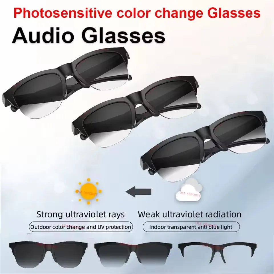 2026 Photosensitive Color Change Smart Glasses Bluetooth Voice Calls Control Music UV Polarized Sunglasses Headphone Glasses Man Peaceful Pleasures Health and Wellness 3Pc Glasses