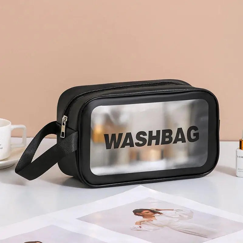 Dry-wet Separation Double Transparent PU Makeup Bag Portable Washing Bag Cosmetic Storage Bag Travel Fitness Swimming Essentials Peaceful Pleasures Health and Wellness one size H