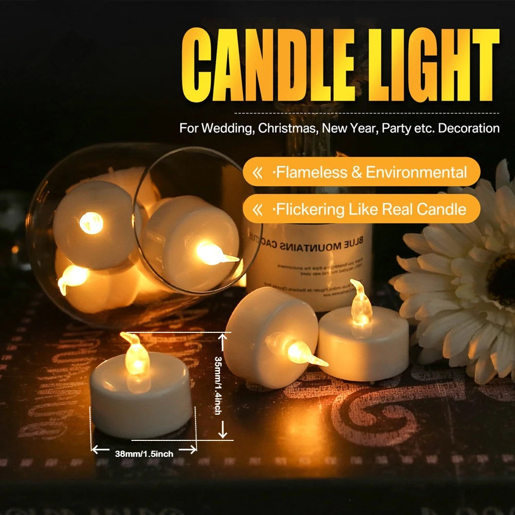 6-48Pc LED Flameless Candles Battery Operated Creative Wishing Tealight Warm White Fake Electric Candle For Halloween Christmas Peaceful Pleasures Health and Wellness