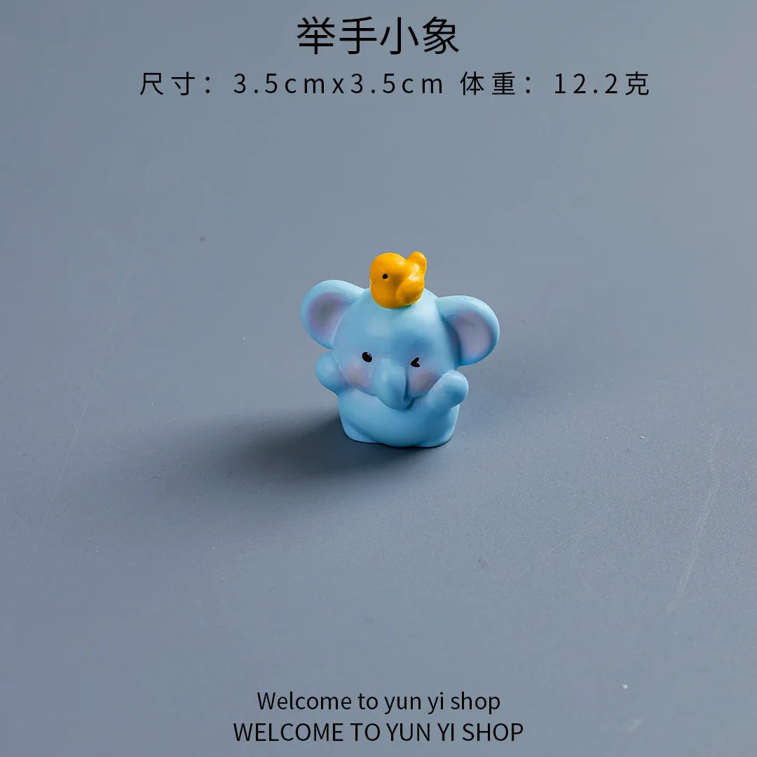 Cartoon Cute Blue Elephant Micro Landscape Desktop Decorative Ornaments Mini Elephant DIY Gadgets Decorative Figurines Decor Peaceful Pleasures Health and Wellness Hands Up Elephant