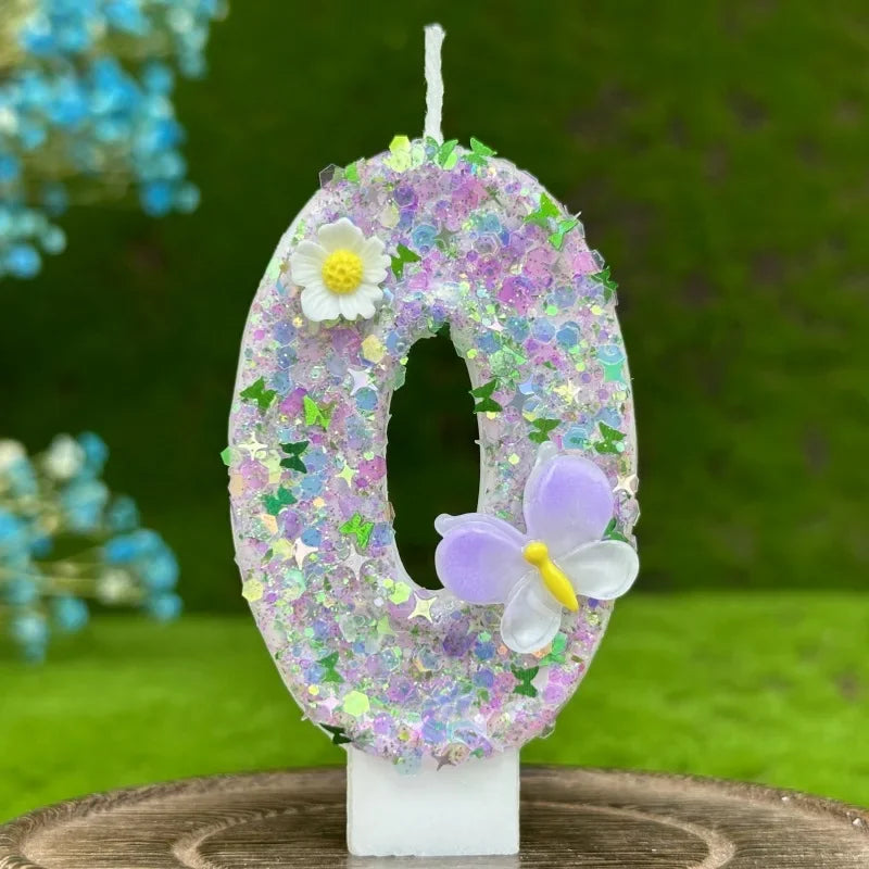 Number Cake Candle Butterflies Flowers Birthday Candle 1 2 3 4 5 6 7 8 9 3D Number Candle Cake Topper Birthday Party Cake Decor Peaceful Pleasures Health and Wellness 0