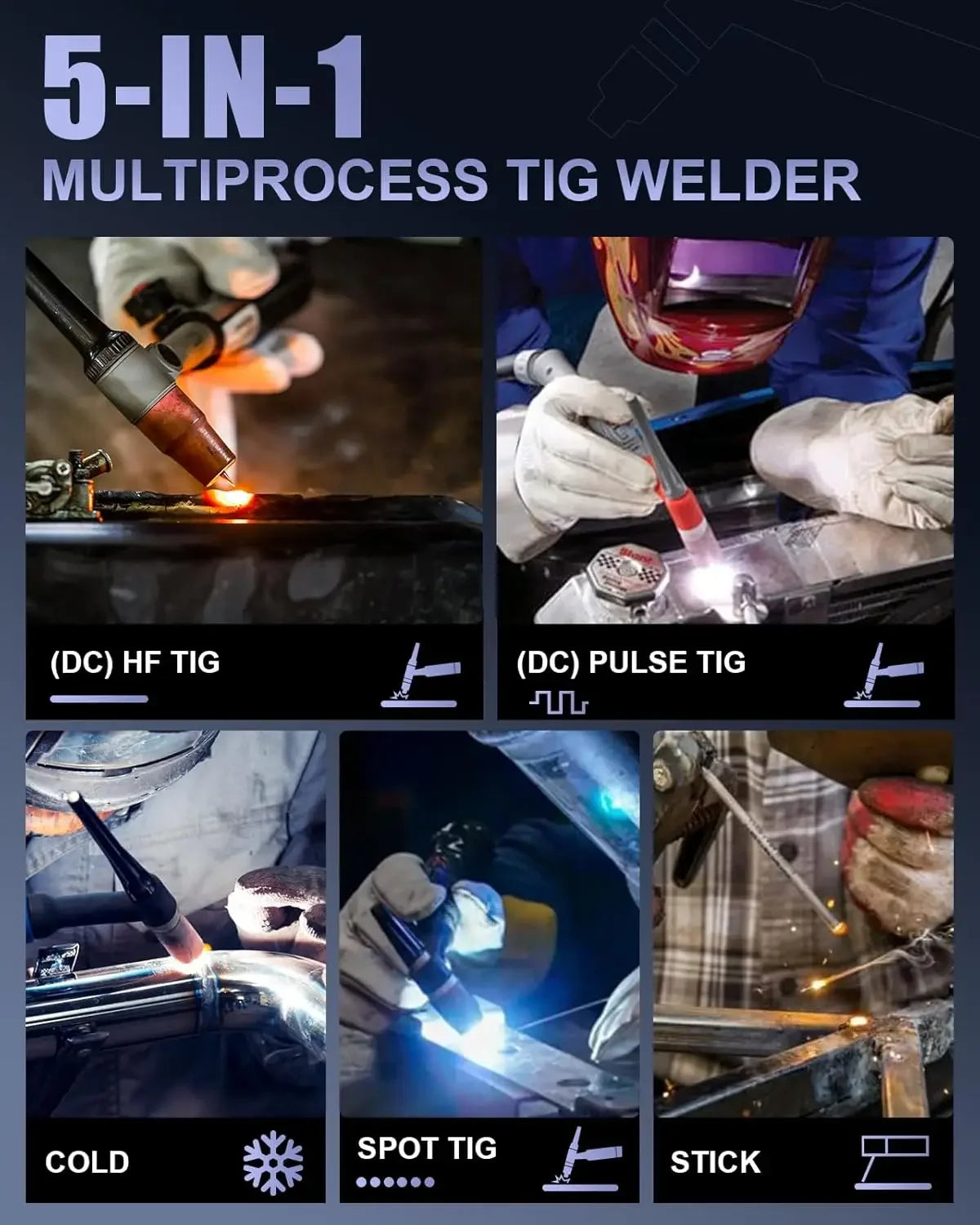 180Amp TIG Welder with Pulse & Cold Modes, Large LED Display, 5-in-1 DC HF/Stick Welding, Dual Voltage 110V&220V Peaceful Pleasures Health and Wellness