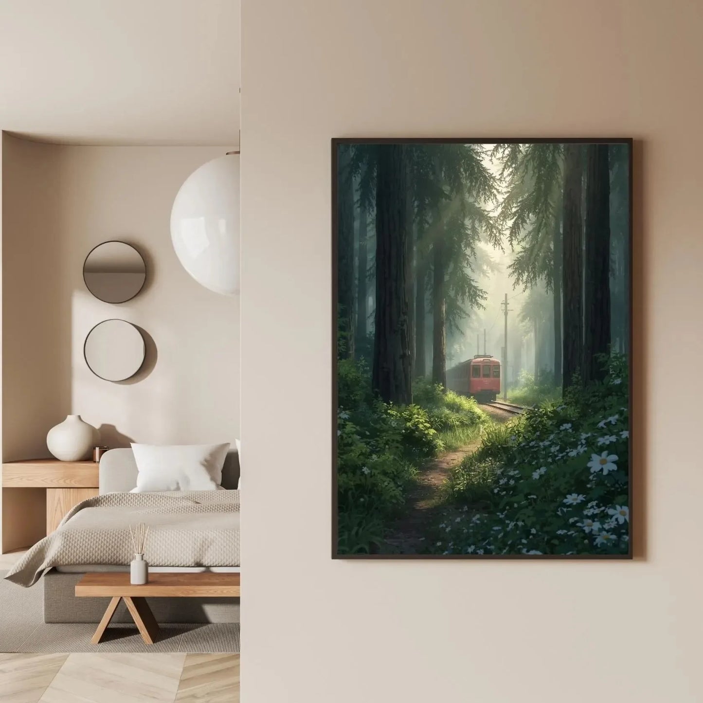 Retro Japanese Railway Canvas Print | Tokyo Rainy Night Wall Art