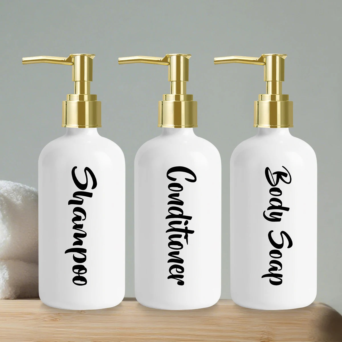 3Pcs Shampoo and Conditioner Dispenser Shower Soap Bottles with Pump, Refillable Shampoo Conditioner Body Wash Dispenser Peaceful Pleasures Health and Wellness