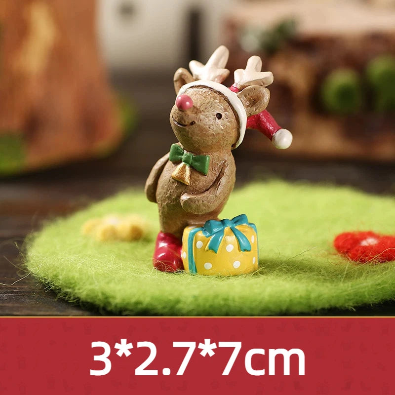 Christmas Cartoon Animal Ornaments Santa Claus Reindeer Resin Crafts
