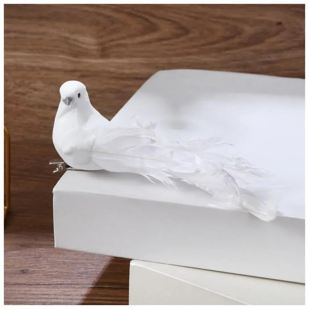 Artificial Pigeon Birds Fake Doves Simulation Feather Pigeon Christmas Tree Wedding Party Craft Ornaments Home Living Room Decor Peaceful Pleasures Health and Wellness