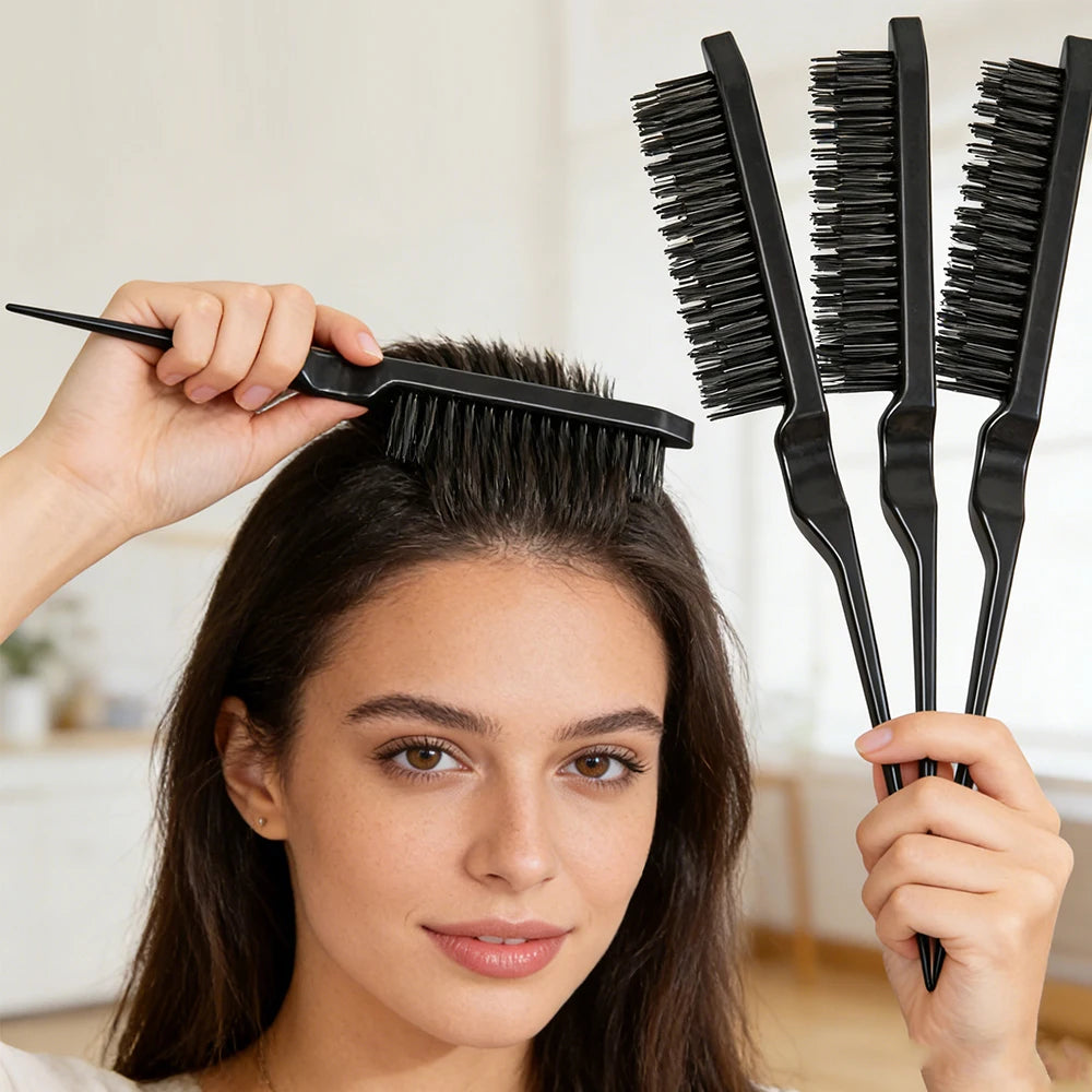 Professional Double Sided Edge Hair Brush for Slick Ponytail Slim Line Teasing Rat Tail Comb 1Pcs Styling Tool Peaceful Pleasures Health and Wellness