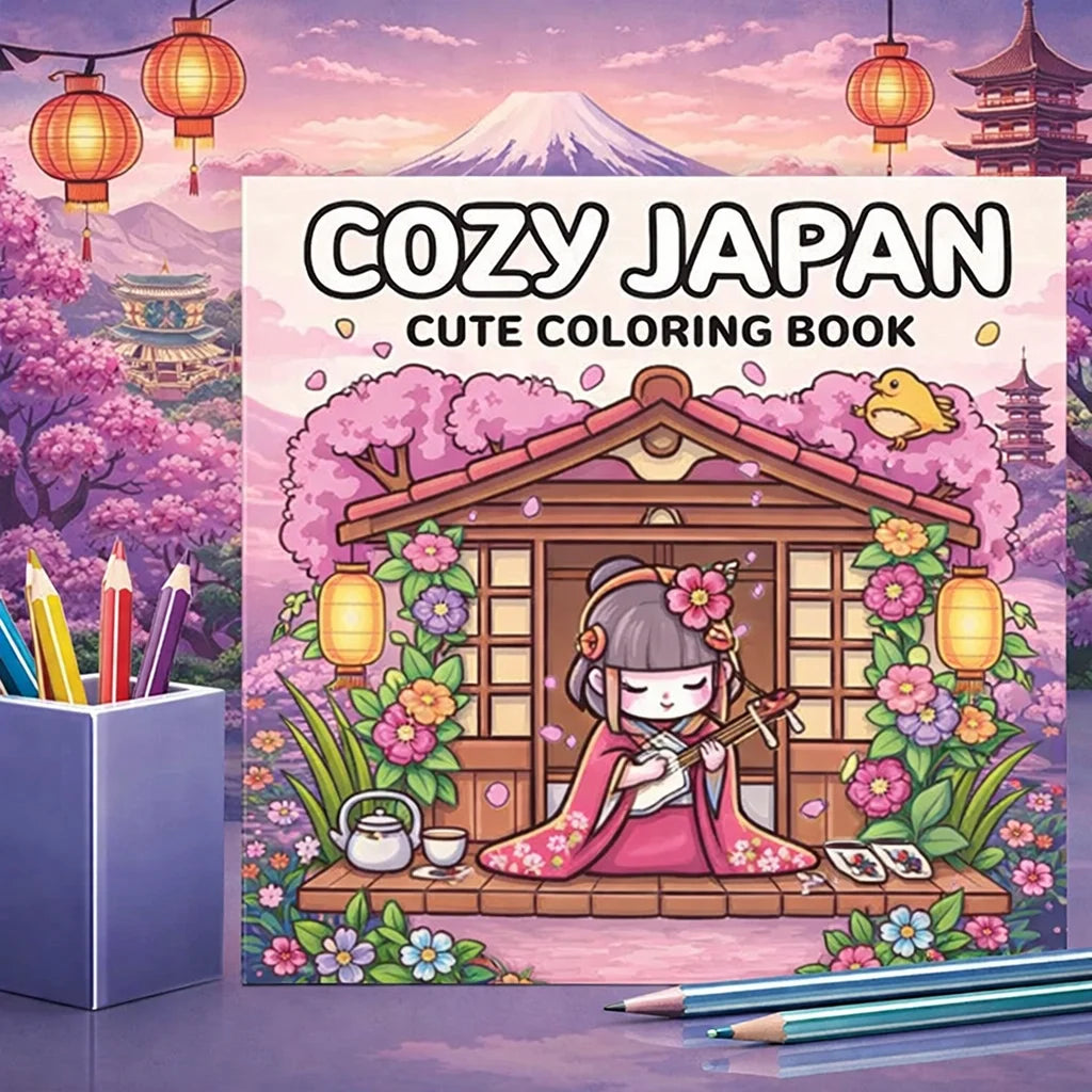 Cozy Japan Coloring Books Adults 28 Pages Cutie Colouring Book
