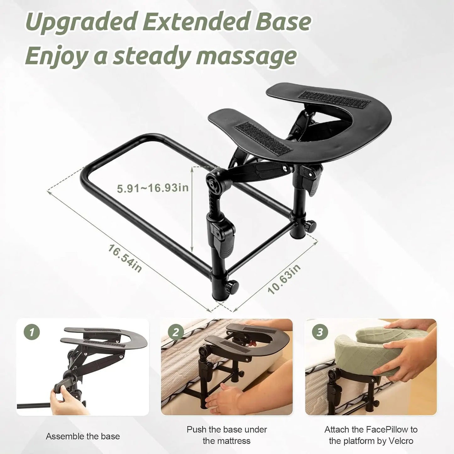 Massage Headrest for Bed Adjustable Massage Face Cradle at Home Portable Massage Table Kit for Sleeping Mattress FaceDown Pillow Peaceful Pleasures Health and Wellness 1 Set with shelves