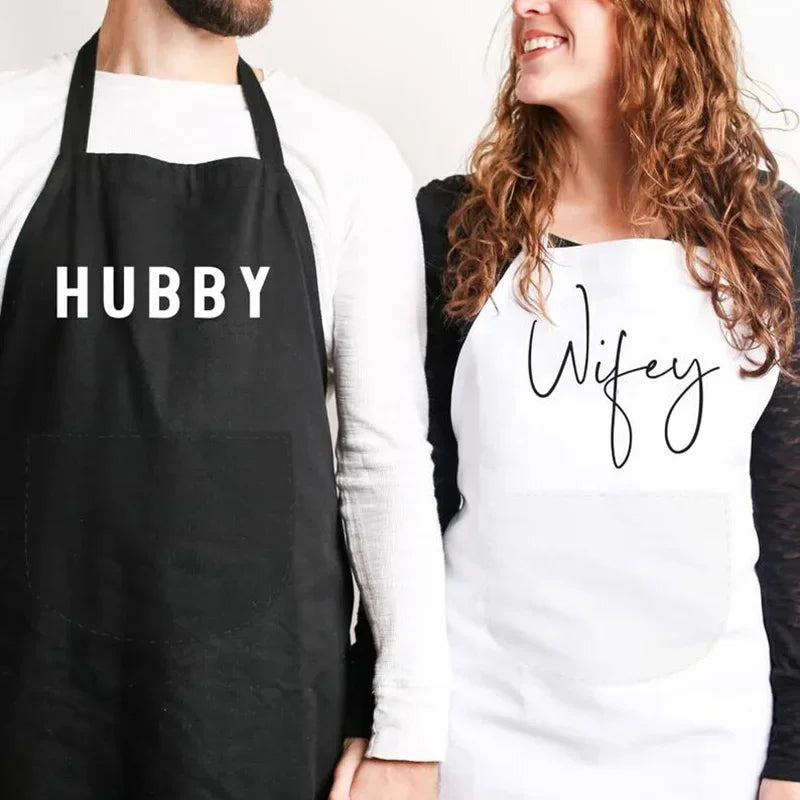 Wifey Hubby Apron Set | Newlywed Bridal Shower Wedding Gift Couples Apron Set Peaceful Pleasures Health and Wellness