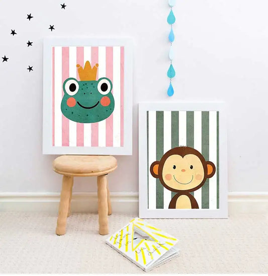 Funny Animal Balloon Canvas Wall Art | Kids Nursery Poster Canvas Wall Art Peaceful Pleasures Health and Wellness