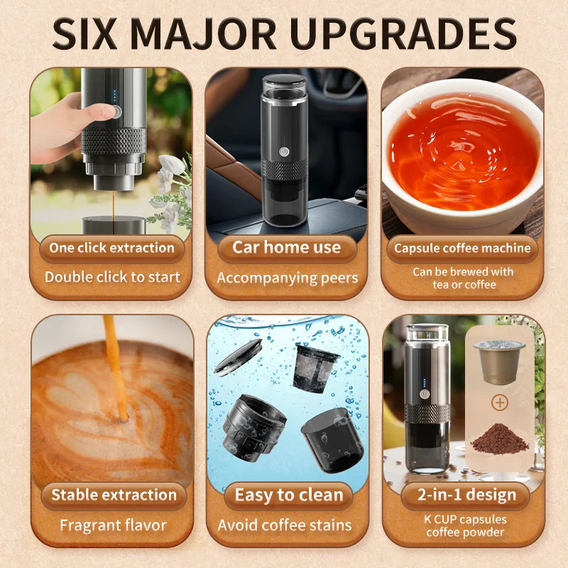Portable Capsule & Ground Coffee Maker | Electric Espresso Brewer