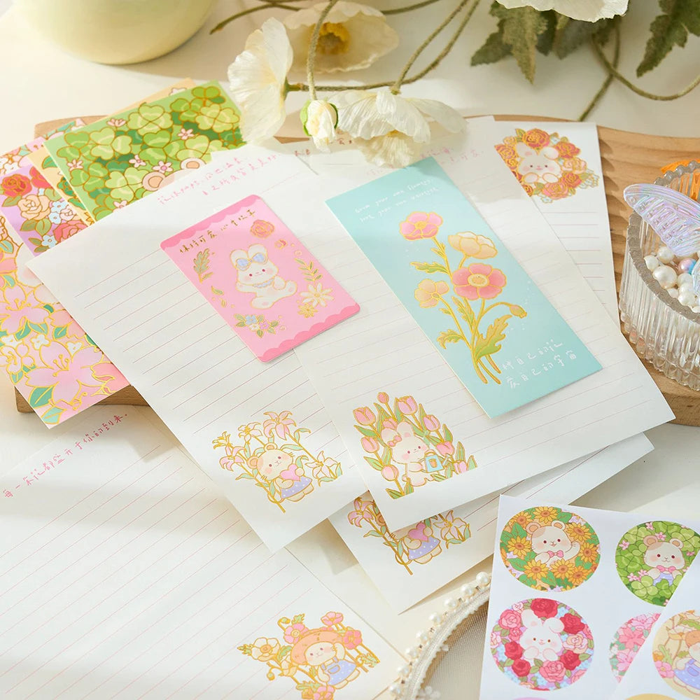 Flower Sea Melody Series Stamped Envelope Letter Beauty Sealing