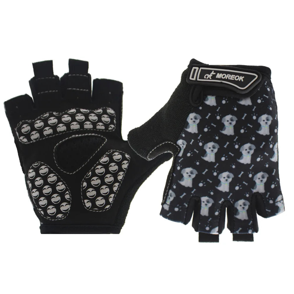1 Pair Kids Gloves for Boys Girls, Breathable Non-slip Children Cycling Half Finger Gloves Outdoor Sports Hand Protection Peaceful Pleasures Health and Wellness Black S
