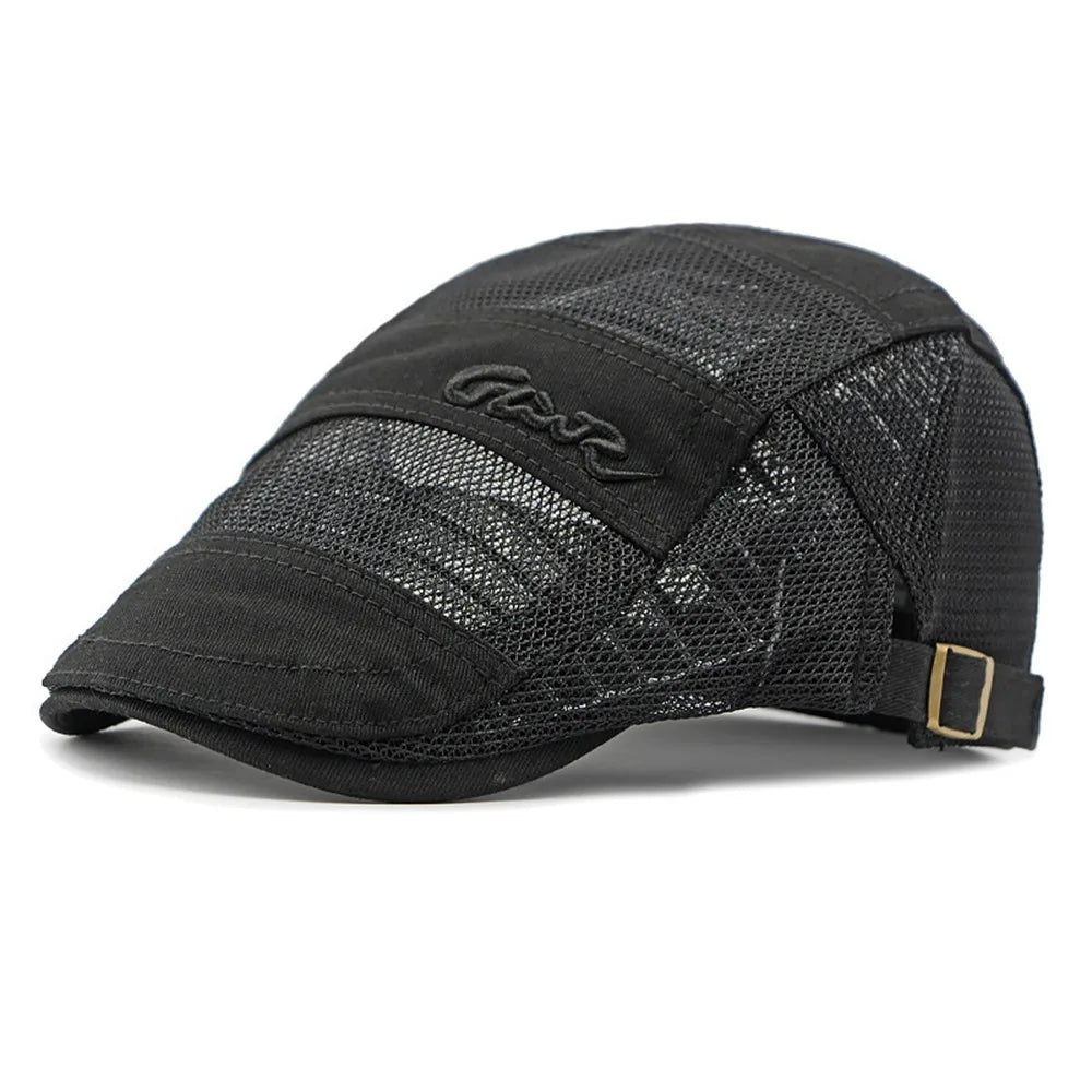 Vintage Mesh Beret Hat – Breathable Cotton Sun Hat, Unisex