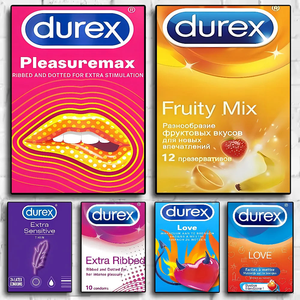 Retro Condom Brand HD Poster | PVC Waterproof Wall Art Wall Art Poster Peaceful Pleasures Health and Wellness