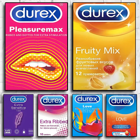 Retro Condom Brand HD Poster | PVC Waterproof Wall Art Wall Art Poster Peaceful Pleasures Health and Wellness