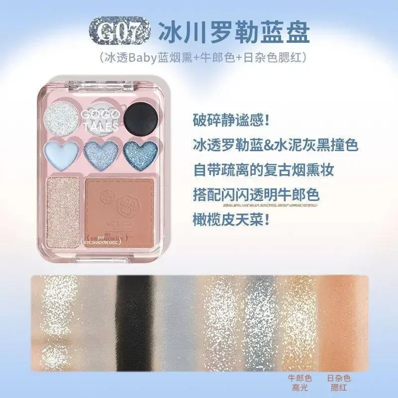 Gogotales Heart Eyeshadow Palette – Purple Peach Shimmer Blush