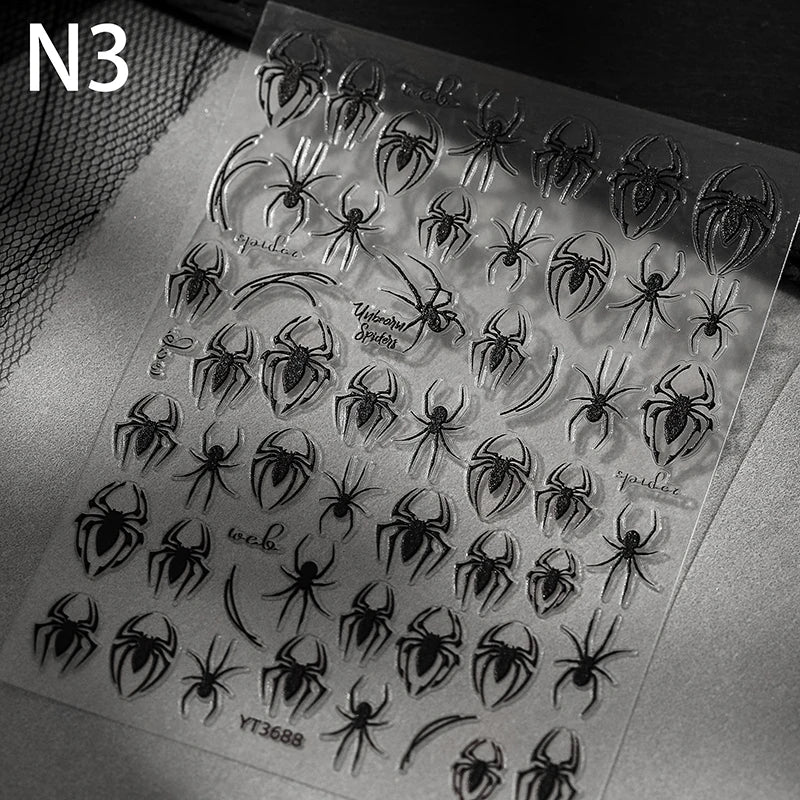 1 Sheet 3d Spider Self Adhesive Nail Art Stickers Spider Web Nail Art Decals For Manicure Decorations Peaceful Pleasures Health and Wellness N3